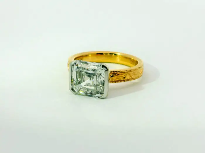 Alice half bezel mixed metal asscher