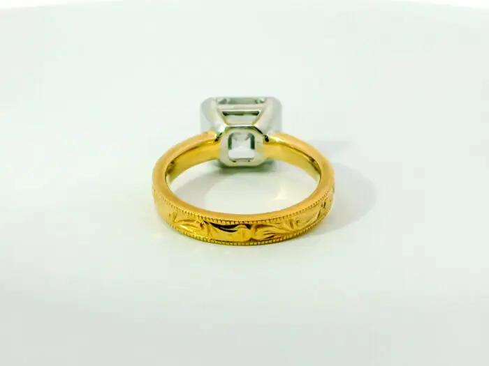 Alice half bezel mixed metal asscher