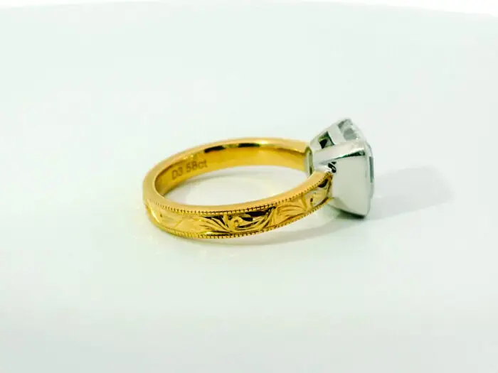 Alice half bezel mixed metal asscher