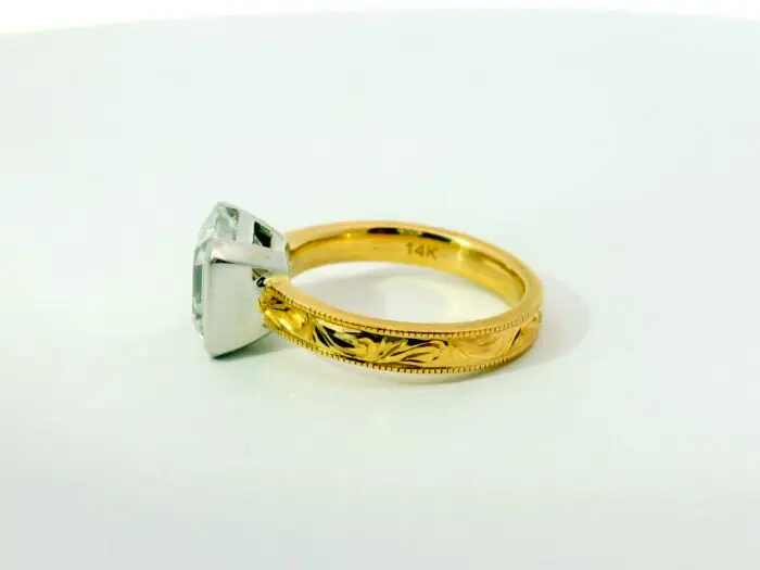 Alice half bezel mixed metal asscher