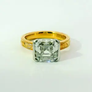 Alice half bezel mixed metal asscher