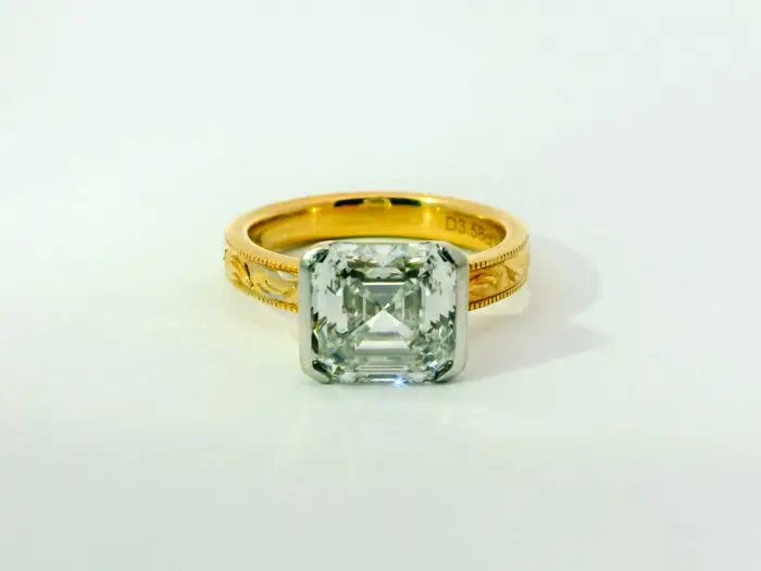 Alice half bezel mixed metal asscher