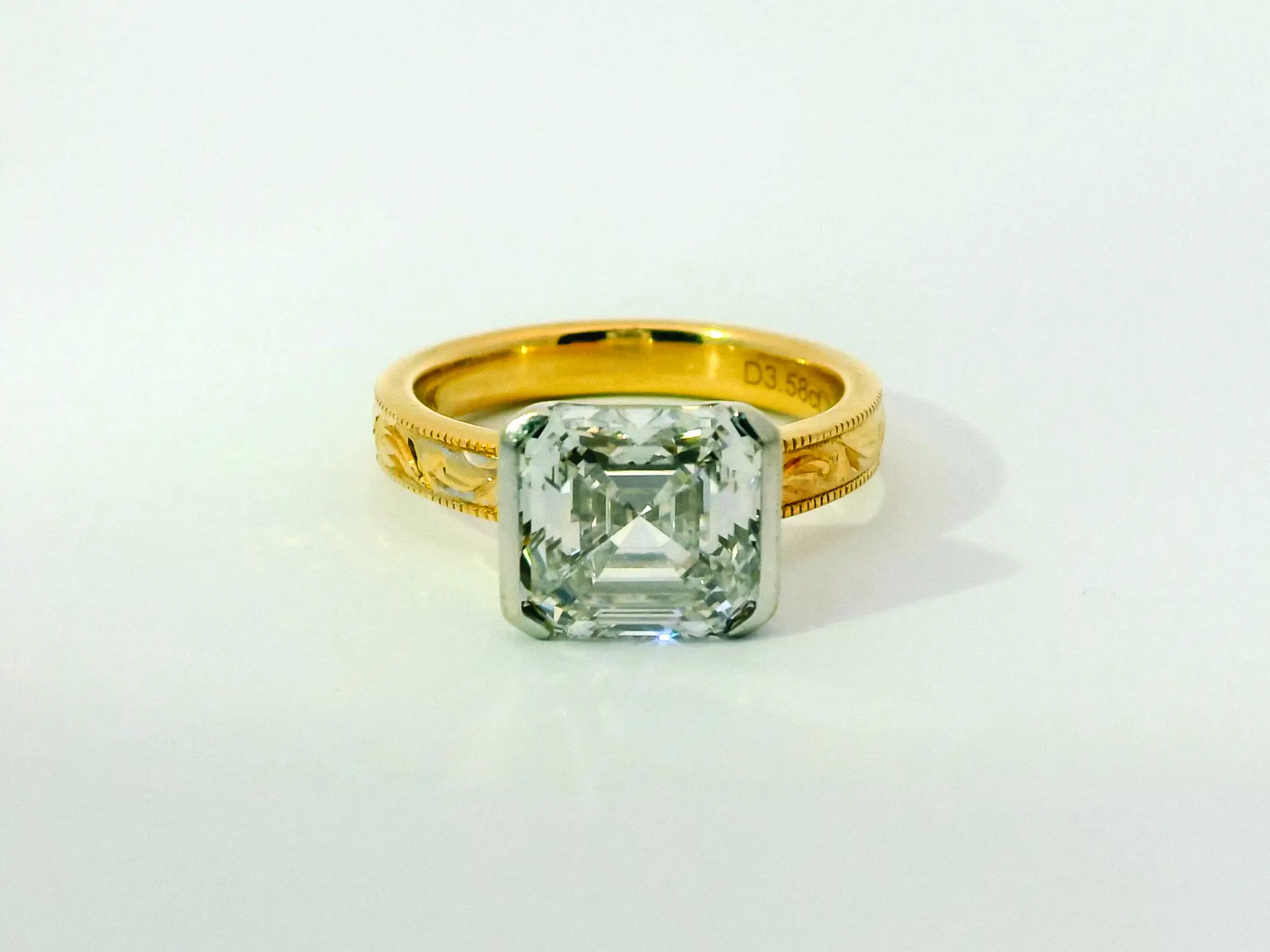Alice half bezel mixed metal asscher