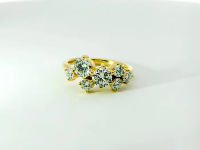 Rebirth seven stone cluster ring