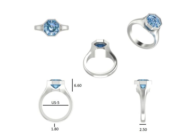 Octagon Bezel Ring - Moissanite - Image 3