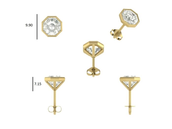 Octagon Diamond Earrings - Image 4